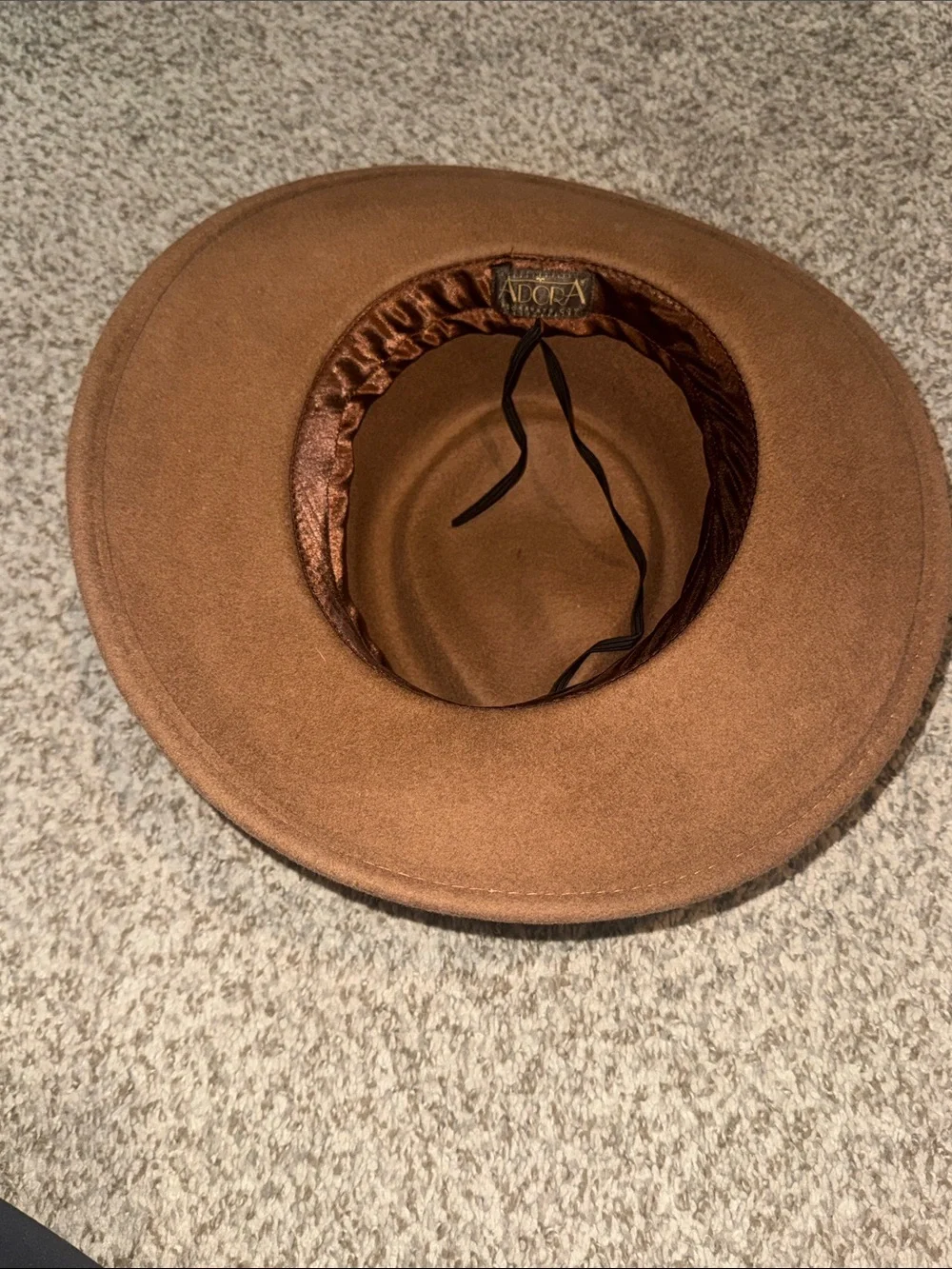 ADORA Tan Felt Fedora with Leopard Print Band